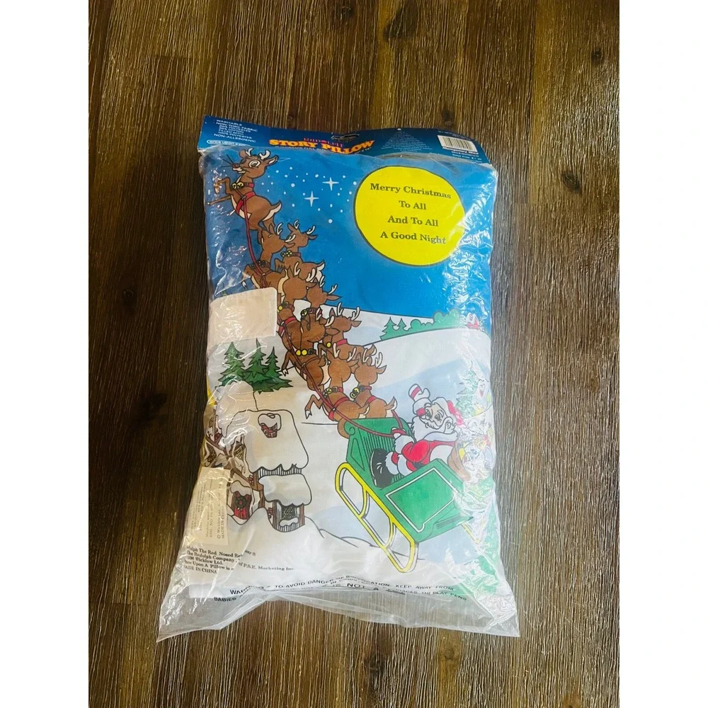 Vintage 1996 Rudolph Red-Nosed Reindeer Story Pillow New Sealed Montgomery Ward